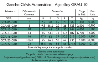 Gancho Clvis Automtico - Ao Alloy GRAU 10 B.Lotti 