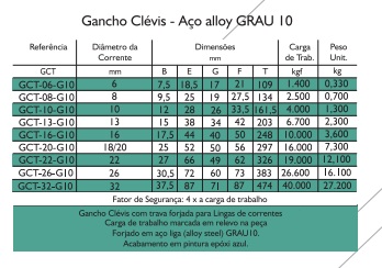Gancho Clvis - Ao Alloy GRAU 10  B.Lotti 